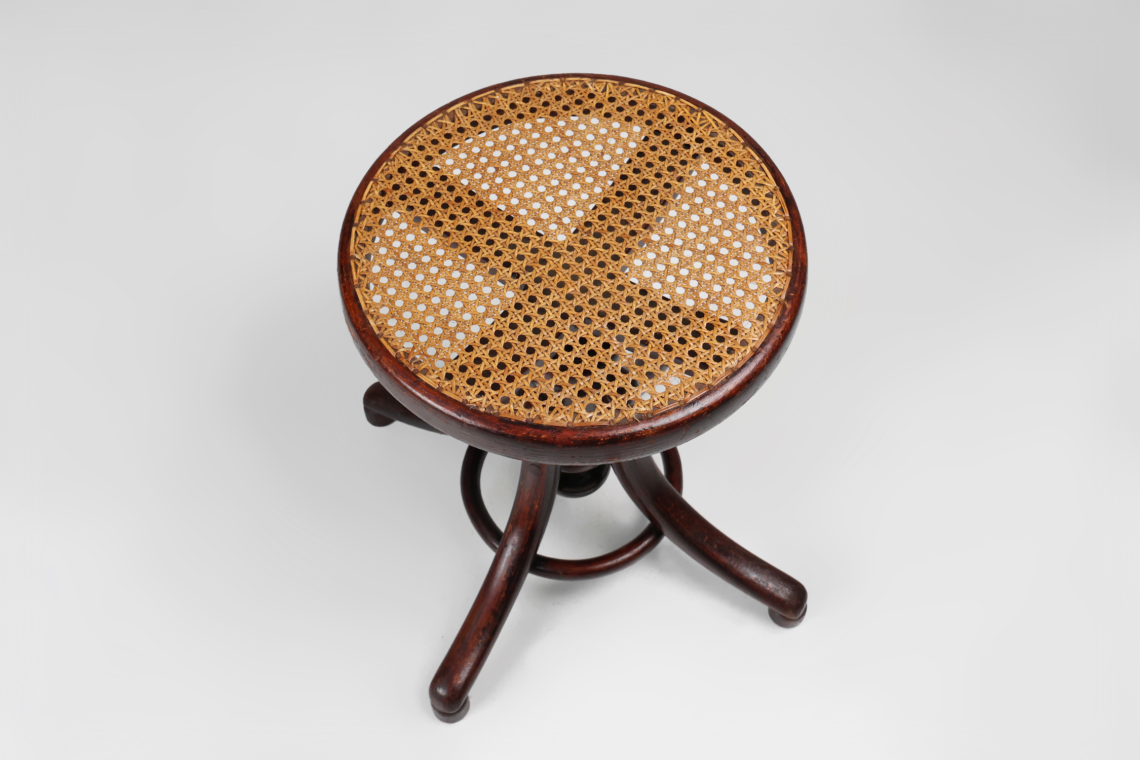 Thonet beech bentwood piano stool with caned seat, Austria ca. 1900thumbnail